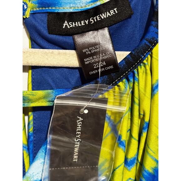 New Ashley Stewart blouson Maxi dress Tie-dye  print Plus sz 22/24 Hippie bright - Picture 6 of 10